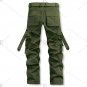 3 Stylish Loose Fit Solid Color Multi-Pocket Straight Leg Cotton Blend Cargo Pants For Men