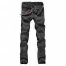 Mid Waist Zipper Fly Snow Washed Jeans