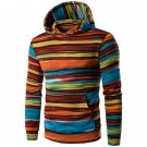 Hooded Colorful Stripe Print Long Sleeve Hoodie
