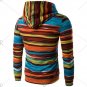 Hooded Colorful Stripe Print Long Sleeve Hoodie
