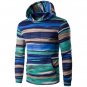Hooded Colorful Stripe Print Long Sleeve Hoodie