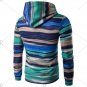 Hooded Colorful Stripe Print Long Sleeve Hoodie