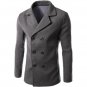 Double Breasted Lapel Collar Wool Blend Coat