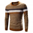 Crew Neck Striped Splicing Pattern Long Sleeve Sweater