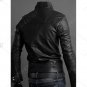 Stand Collar PU-Leather Belt Embellished Epaulet Long Sleeve Jacket For Men