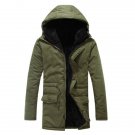 Drawstring Zipper Button Hooded Padded Coat