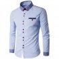 Stripe Splicing Turn-Down Collar Edging Color Block Button Shirt