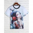 Flower and Beauty Print Round Neck Short Sleeves 3D T-Shirt For Men