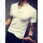 Special Stand Collar Purfled Design Short Sleeves Fitted Polo T-Shirt For Men