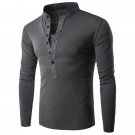 0 Half Single-Breasted Stand Collar Long Sleeve T-Shirt