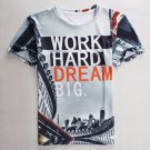 Round Neck Letters Print Building Pattern Short Sleeve Men's T-Shirt