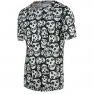 0 Fashion Tiny Skulls Print Round Neck Short Sleeve Tee For Men