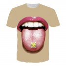 Round Neck 3D Tongue Print Short Sleeves T-Shirt For Men