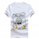 Cartoon Figure and Letters Printed Round Neck Short Sleeve T-Shirt For Men