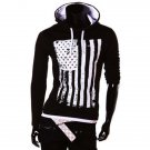 Slimming Hooded Trendy American Flag Print Long Sleeve Polyester Men's T-Shirt