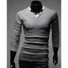 Color Splicing Personality Stand Collar Slimming Fashion Design Long Sleeves Men's Polyester T-Shirt