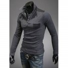 Embellished Long Sleeves Men's Cotton Blend Polo T-Shirt