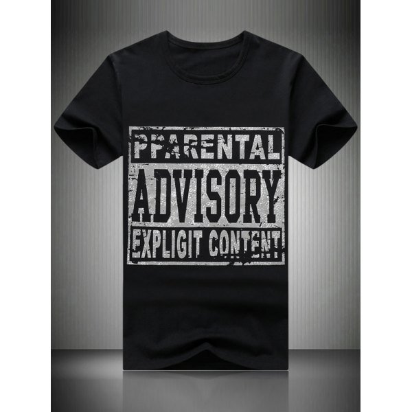 Plus Size Round Neck Letter Print Short Sleeve T-Shirt For Men