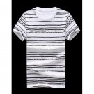 Plus Size Round Neck Striped Printed Short Sleeve T-Shirt For Men