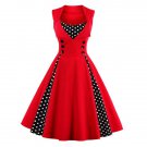 Button Embellished Polka Dot Dress