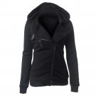 Collar Zipper Button Design Women Hoodie
