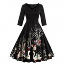 Printed Belted High Waist Dress