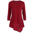 Pure Color Button Asymmetric Blouse