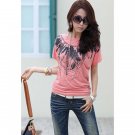 Short Sleeves Feather Print Women's t-shirt