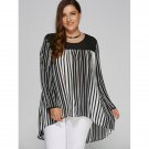 Size High Low Hem Striped Blouse
