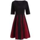 Retro Color Block Fit and Flare Dress