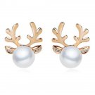 7 Faux Pearl Deer Horn Stud Earrings