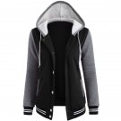 Contrast Sleeve Fleece Baseball Hoodie Jacket