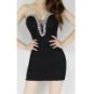 Floral Print Low Cut Sleeveless Polyester Sexy Style Rhinestone Women's Dress