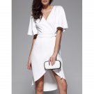 Crossover Tie Belt Asymmetrical Dress