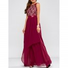 Lace Spliced Chiffon Layered Maxi Prom Dress
