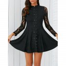 Elegant Button Design Slimming Lace Dress