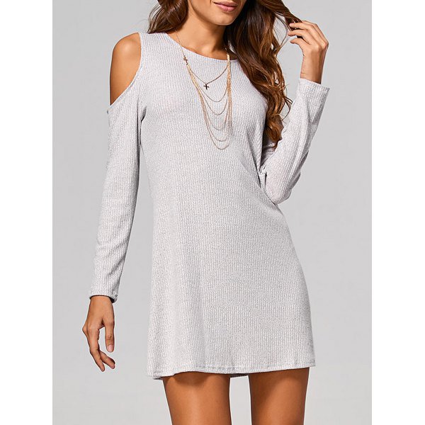 Long Sleeve Cut Out Ribbed Dress