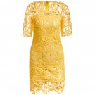 Round Neck 1/2 Sleeve Spliced Hollow Out Lace Women's Dress