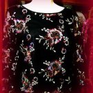WRAPPER BLOUSE BLACK EMBRODIERED SEQUINED LONG MESH SLEEVED  SIZE X-LARGE