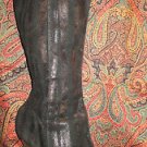 BLACK SHEER SUEDE CLOTH HIGH BOOTS SIZE 6