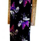 LONG BLACK WRAP SKIRT REVERSABLE HYACINTHS PATTERN SIZE S/M