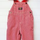 OSHKOSH RED AND WHITE STRIPPED OVERALLS SIZE 6MO