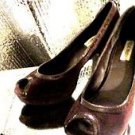 STEVE MADDEN BROWN SUEDE PUMPS OPEN-TOED SIZE 8.50M
