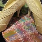 ANN MARINO SIZE 10 M BEIGE LAME OPEN-TOED 3" HEELS SIZE 10M