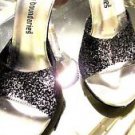 NO BOUNDRIES CINDERELLA SLIP ON GLASS HEELS SIZE 8.50 BLACK GLITTER.