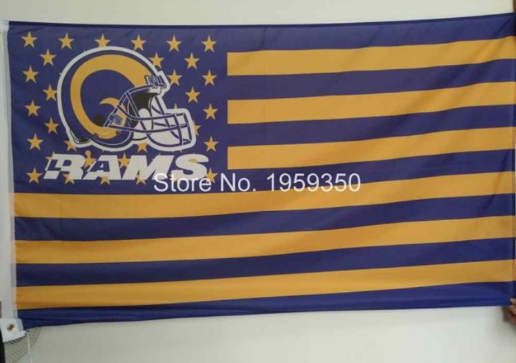 Los Angeles Rams Flag with Star and Stripe 3FTx5FT Banner 100D Polyester Flag 90x150cm