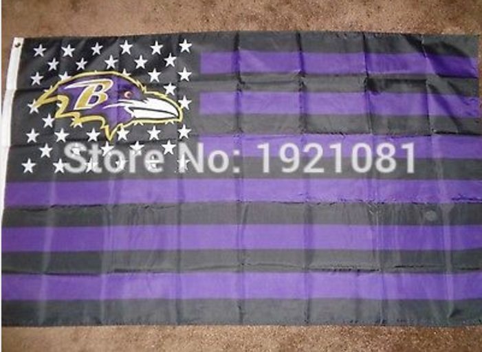 Baltimore Ravens black and purple background with stars and stripes Flag 3FTx5FT