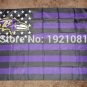 Baltimore Ravens black and purple background with stars and stripes Flag 3FTx5FT