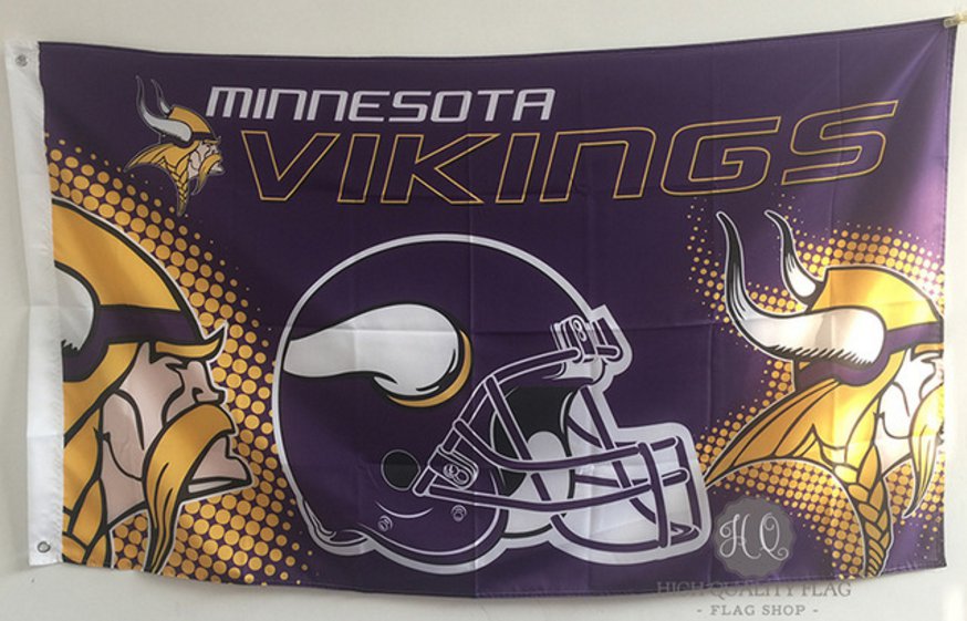 Minnesota Vikings Helmet Flying Flag Banner flag 3ft x 5ft 100D Polyester 90x150cm