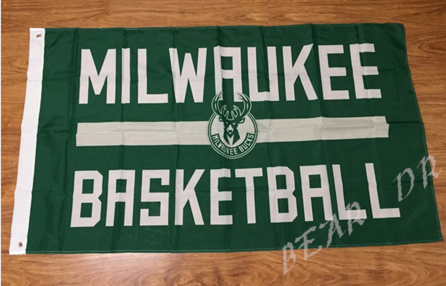 Milwaukee Bucks basketball Flag 3FTx5FT Banner 100D Polyester flag 90x150cm
